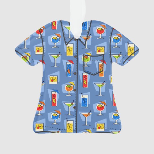 Happy Hour Hawaiian Tropische Drink Aloha Shirt Ornament (voorkant)