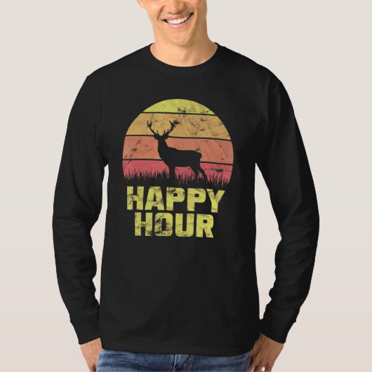 Happy Hour Herten Zonsondergang Jacht 1 T-shirt (Voorkant)