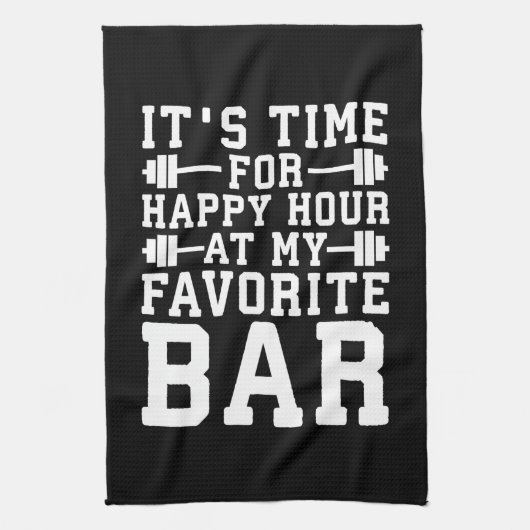 Happy Hour in mijn favoriete bar - Gym Inspirerend Theedoek (Verticaal)