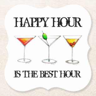 Happy Hour is de Best Hour Mixed Drink Cocktails Kartonnen Onderzetters