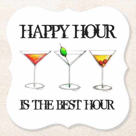 Happy Hour is de Best Hour Mixed Drink Cocktails Kartonnen Onderzetters (Voorkant)