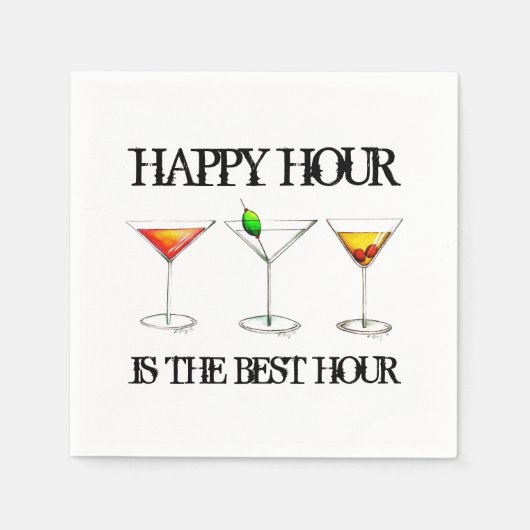 Happy Hour is de Best Hour Mixed Drink Cocktails Servet (Voorkant)