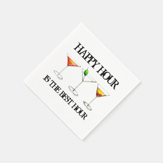 Happy Hour is de Best Hour Mixed Drink Cocktails Servet (Hoek)