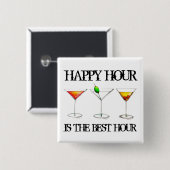Happy Hour is de Best Hour Mixed Drink Cocktails Vierkante Button 5,1 Cm (Voorkant /achterkant)
