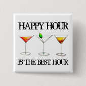 Happy Hour is de Best Hour Mixed Drink Cocktails Vierkante Button 5,1 Cm (Voorkant)
