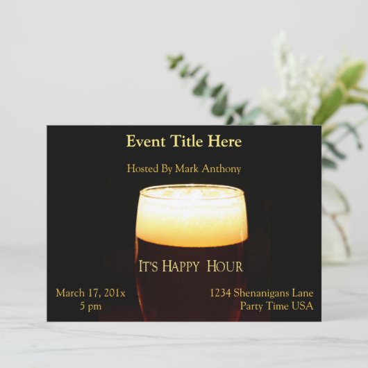 Happy Hour Lager Uitnodiging (Staand voorkant)