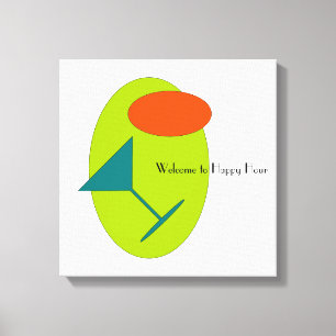 Happy Hour Martini Retro Canvas Afdruk