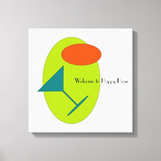 Happy Hour Martini Retro Canvas Afdruk (Voorkant)