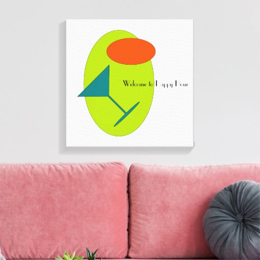 Happy Hour Martini Retro Canvas Afdruk (Insitu (Woonkamer))