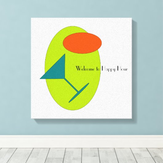 Happy Hour Martini Retro Canvas Afdruk (Insitu (Houten vloer))