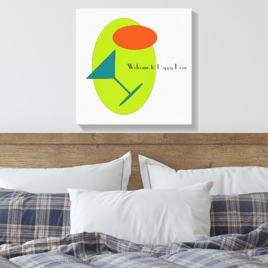 Happy Hour Martini Retro Canvas Afdruk (Insitu (Slaapkamer))
