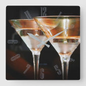 Happy Hour Martini Vierkante Klok (Voorkant)