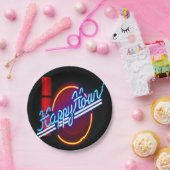 Happy Hour Neon Sign Party Paper Borden Papieren Bordje (Feest)