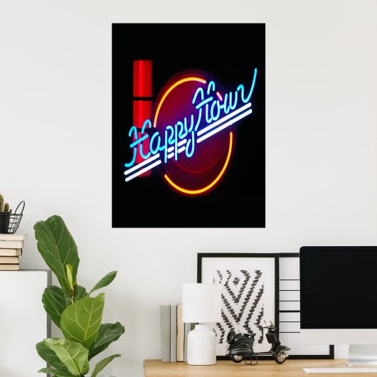 Happy Hour Neon Sign-Poster Poster (Thuiskantoor)