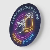 Happy Hour Neon Tekens Stijltekst Bier Stain Grote Klok (Hoek)