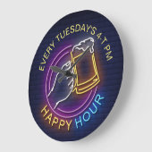 Happy Hour Neon Tekens Stijltekst Bier Stain Grote Klok (Hoek)