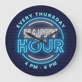 Happy Hour Neon Tekens Stijltekst Grote Klok (Voorkant)
