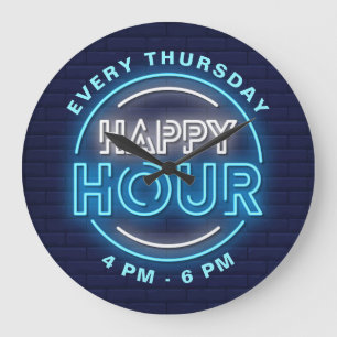 Happy Hour Neon Tekens Stijltekst Grote Klok