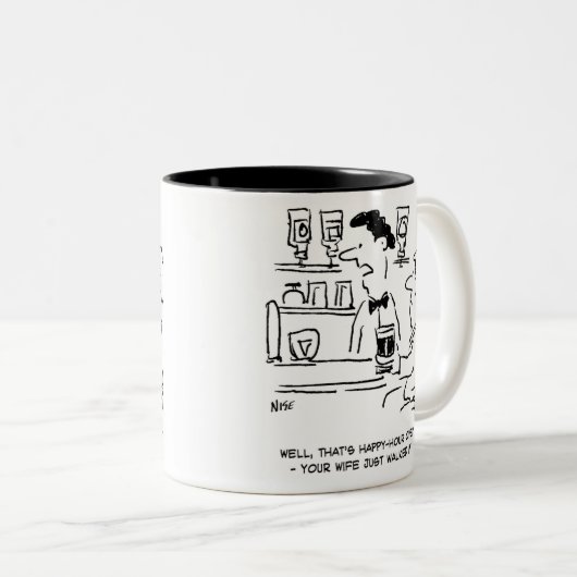 Happy Hour over nu vrouw is aangekomen Tweekleurige Koffiemok (Voorkant rechts)