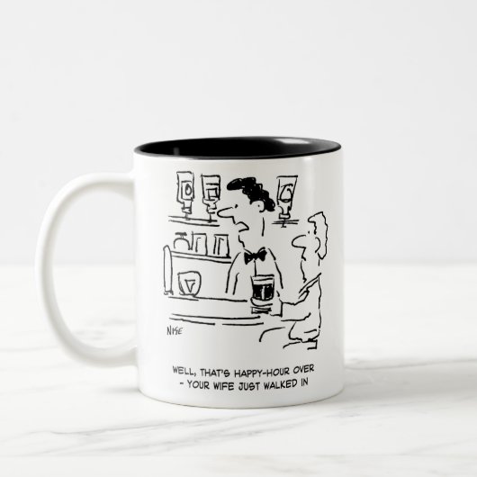 Happy Hour over nu vrouw is aangekomen Tweekleurige Koffiemok (Links)