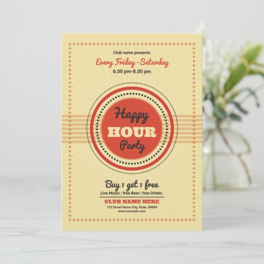 Happy Hour Party Flyer Kaart (Staand voorkant)