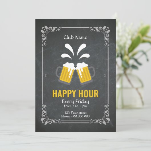 Happy Hour Party Flyer Sjabloon Kaart (Staand voorkant)