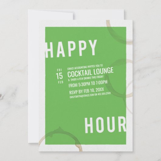 Happy Hour Party-uitnodiging Kaart (Voorkant)