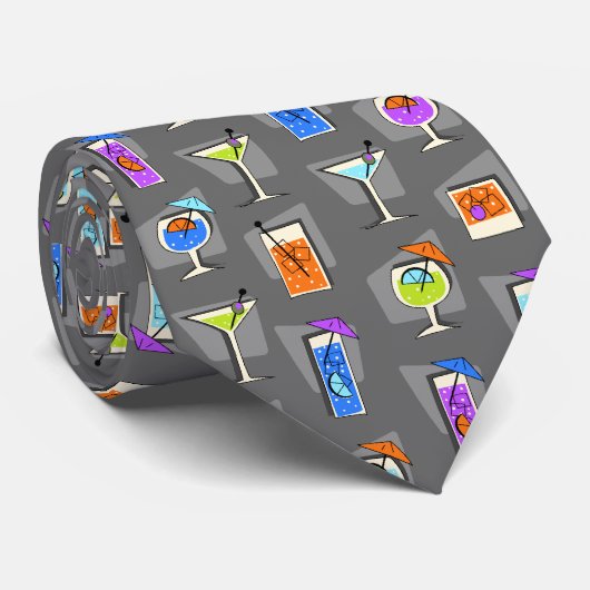 Happy Hour Retro Hawaiian Tropische Drinken aan tw Stropdas (Opgerold)