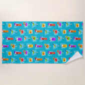 Happy Hour Retro Hawaiian Tropische Drinken - Blau Strandlaken (Voorkant)