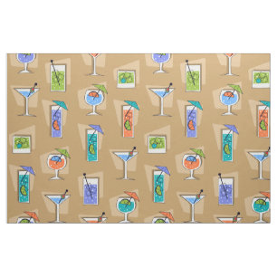 Happy Hour Retro Hawaiian Tropische Drinken Stof