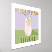 Happy Hour Retro Pink Cocktail Waterverf Art Folie Afdrukken (Laagn)