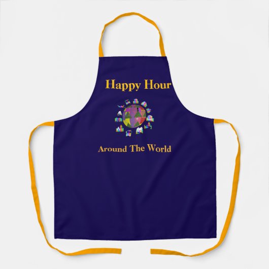 Happy Hour Rond De Wereld Schort (Voorkant)
