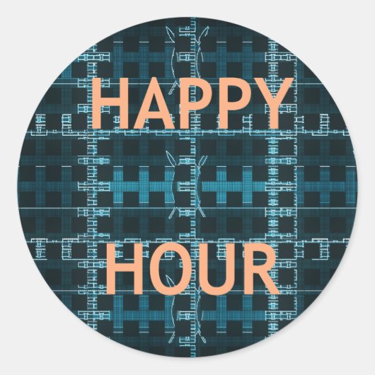 Happy Hour Ronde Sticker (Voorkant)