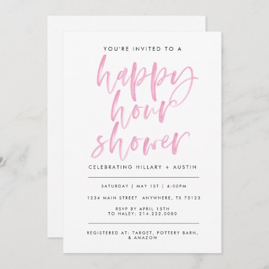 Happy Hour Shower - LT Pink Kaart (Voorkant / Achterkant)