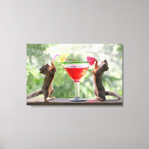 Happy Hour Squirrels Canvas Afdruk