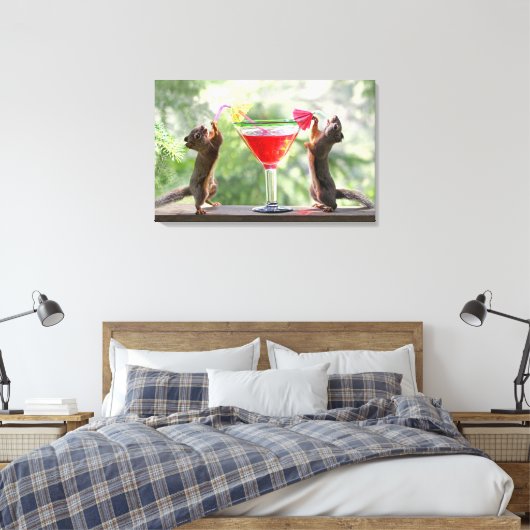 Happy Hour Squirrels Canvas Afdruk (Insitu (Slaapkamer))