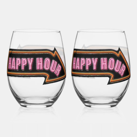 Happy Hour Stemless wijnglazen Wijnglas Zonder Voet (Voorkant)