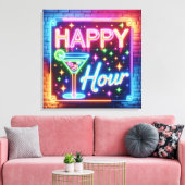 Happy Hour teken op regenboog baksteen Canvas Afdruk (Insitu (Woonkamer))