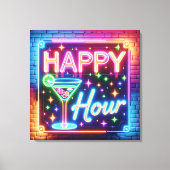 Happy Hour teken op regenboog baksteen Canvas Afdruk (Voorkant)