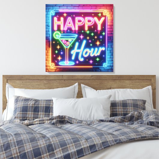 Happy Hour teken op regenboog baksteen Canvas Afdruk (Insitu (Slaapkamer))