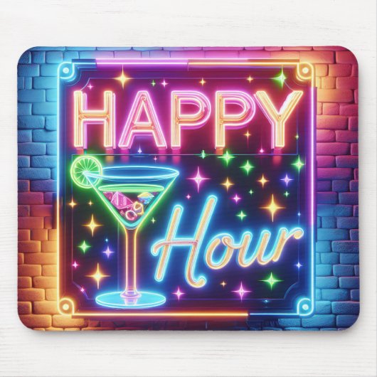 Happy Hour teken op regenboog baksteen Muismat (Voorkant)