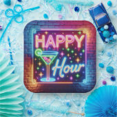 Happy Hour teken op regenboog baksteen Papieren Bordje (Feest)