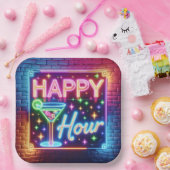 Happy Hour teken op regenboog baksteen Papieren Bordje (Feest)