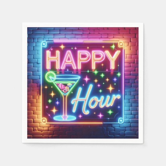 Happy Hour teken op regenboog baksteen Servet (Voorkant)