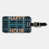 Happy Hour Tekst Blauwe Vector Art Print Bagagelabel (Voorkant horizontaal)