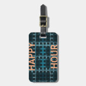 Happy Hour Tekst Blauwe Vector Art Print Bagagelabel (Voorkant verticaal)