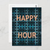 Happy Hour Tekst Blauwe Vector Art Print Briefkaart (Voorkant / Achterkant)