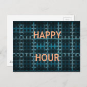 Happy Hour Tekst Blauwe Vector Art Print Briefkaart (Voorkant / Achterkant)