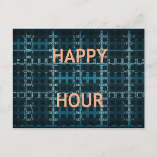 Happy Hour Tekst Blauwe Vector Art Print Briefkaart