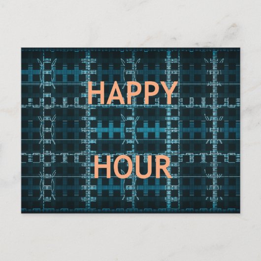 Happy Hour Tekst Blauwe Vector Art Print Briefkaart (Voorkant)
